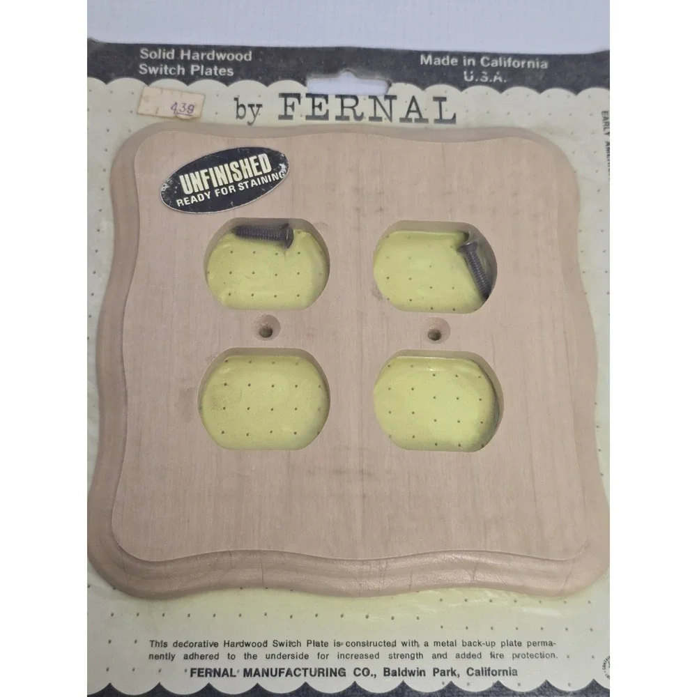 2 Vintage Fernal Solid Maple Hardwood Double Outlet Light Switch Plate Cover USA